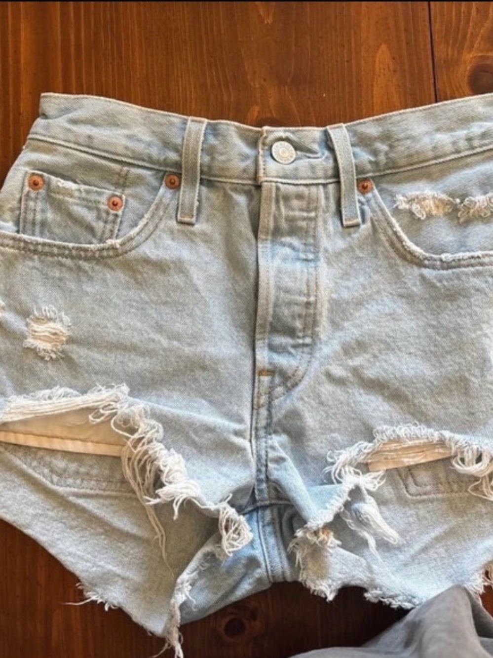 High-Rise Light Blue Distressed Denim Shorts for Women